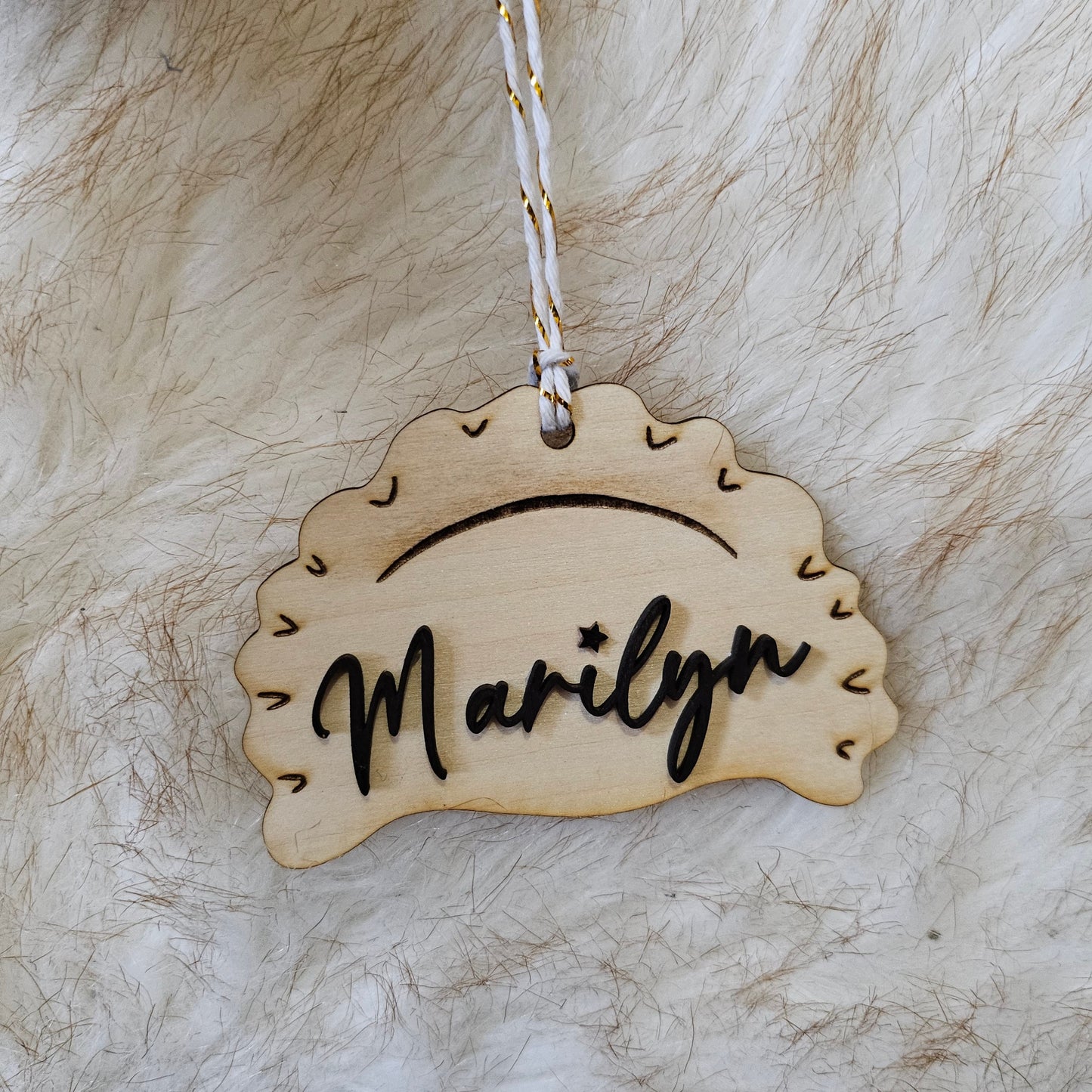 Custom Pierogi Name Tag • Personalized Birch Wood Ornament • Polish Christmas Stocking Name • Laser Engraved Pierogi Gift • Dumpling Gift