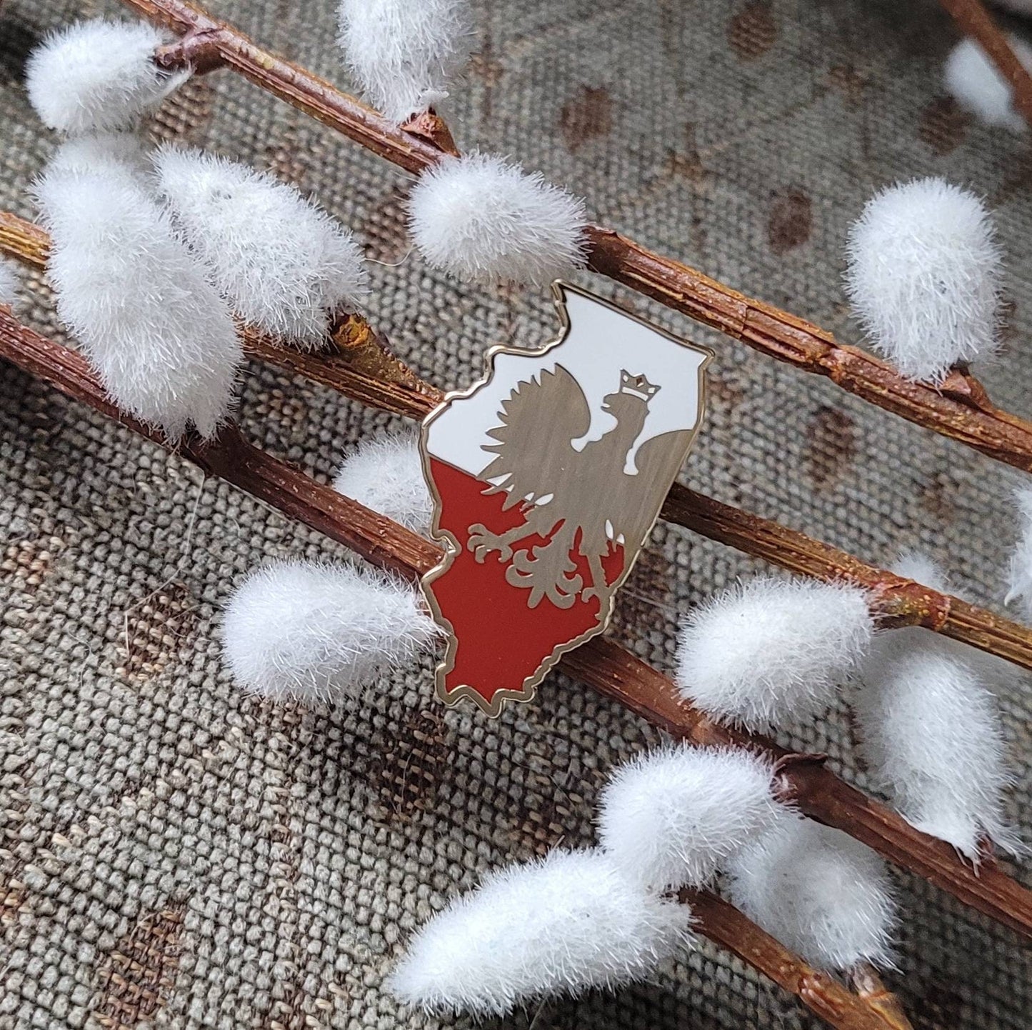 Polish Illinois Hard Enamel Pin • Polish Eagle Chicago Gift • Dyngus Day Lapel Pin • Polska Pride Accessory • 1.25 inch