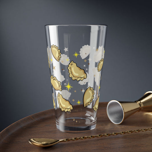 Pierogi & Stars Beer pint glass with Pierogi  Polish Ukrainian Russian Polska Gift Bar Dyngus Day 16oz