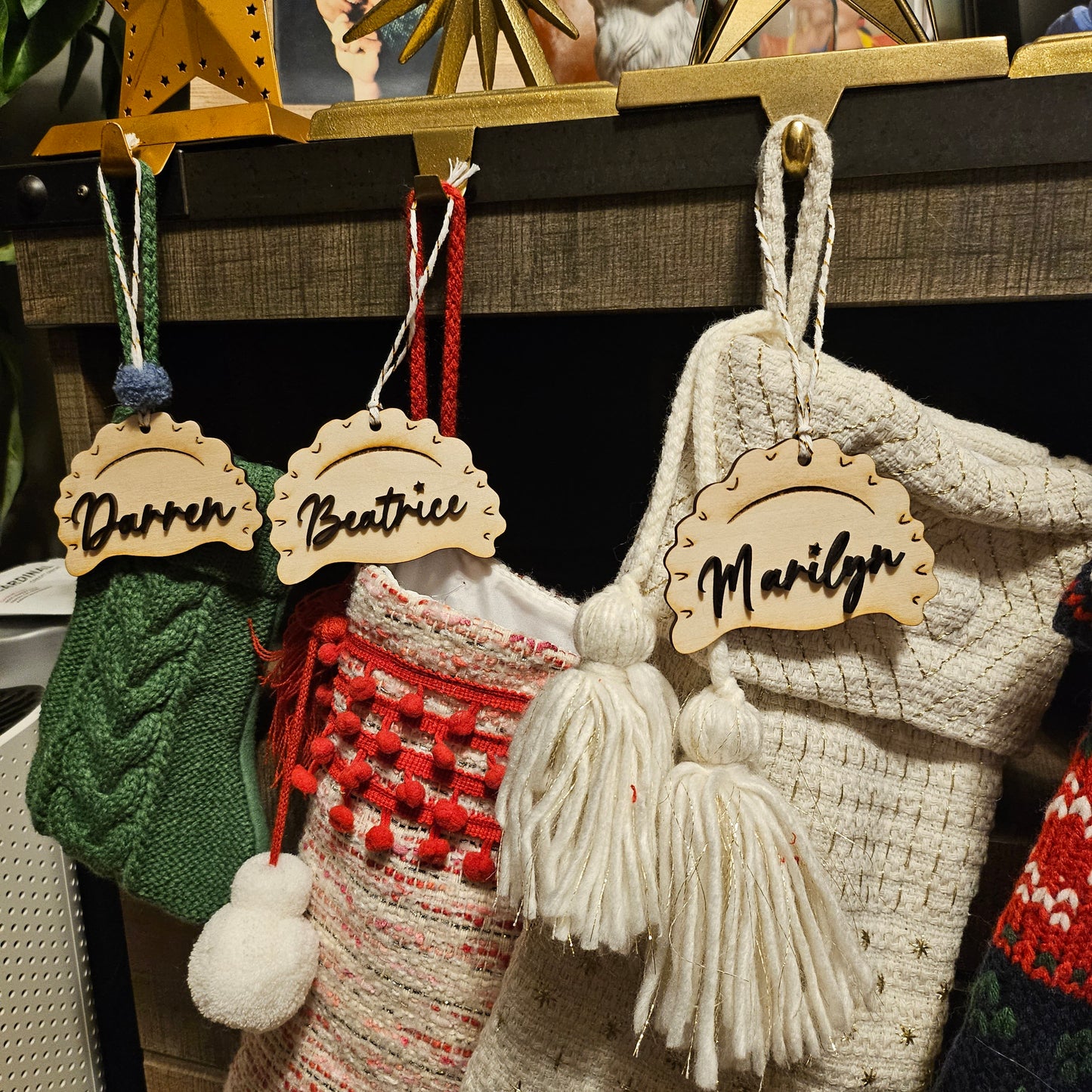 Custom Pierogi Name Tag • Personalized Birch Wood Ornament • Polish Christmas Stocking Name • Laser Engraved Pierogi Gift • Dumpling Gift