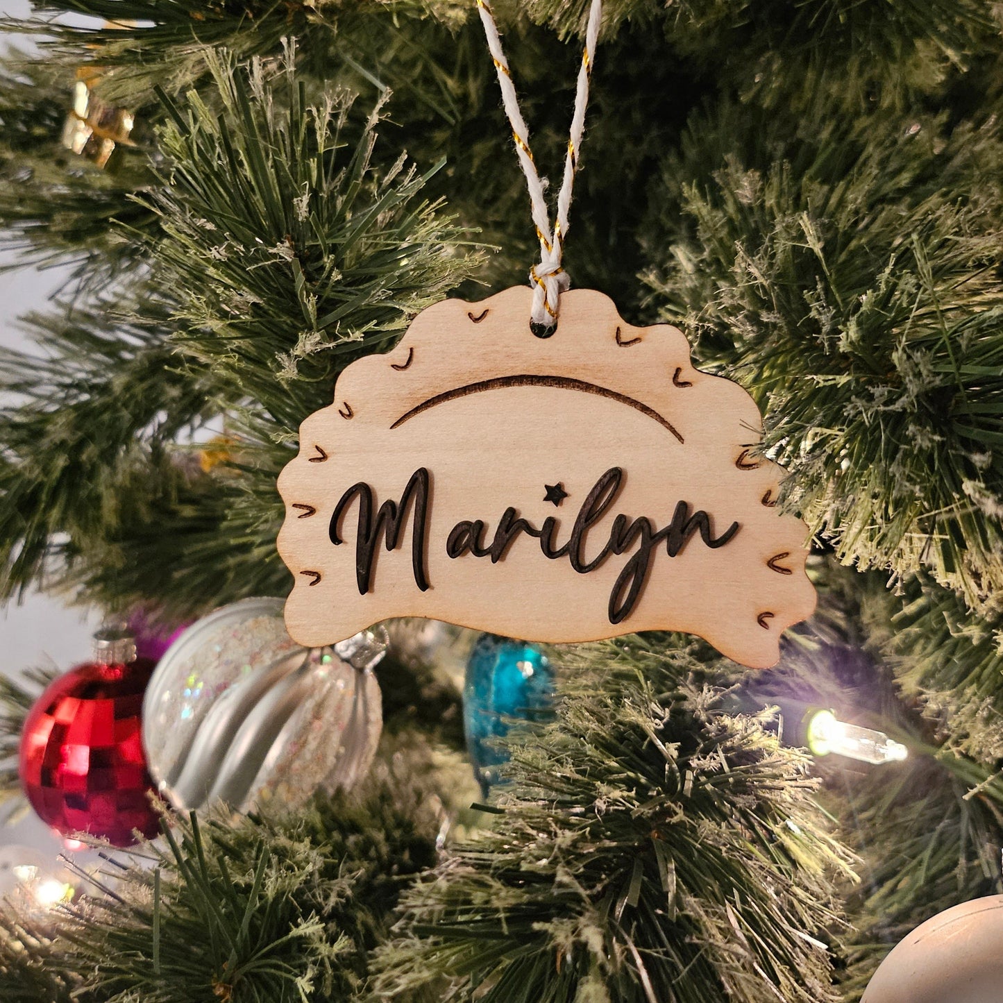 Custom Pierogi Name Tag • Personalized Birch Wood Ornament • Polish Christmas Stocking Name • Laser Engraved Pierogi Gift • Dumpling Gift