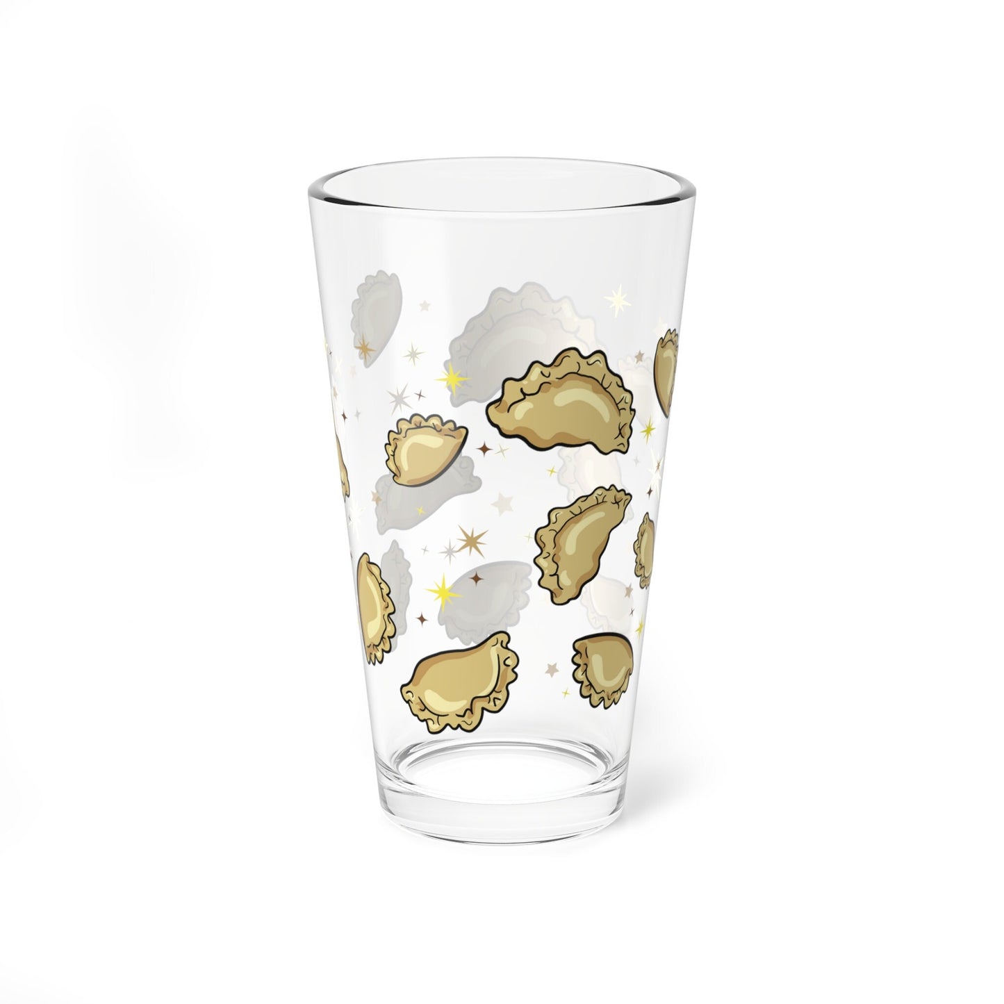 Pierogi & Stars Beer pint glass with Pierogi  Polish Ukrainian Russian Polska Gift Bar Dyngus Day 16oz