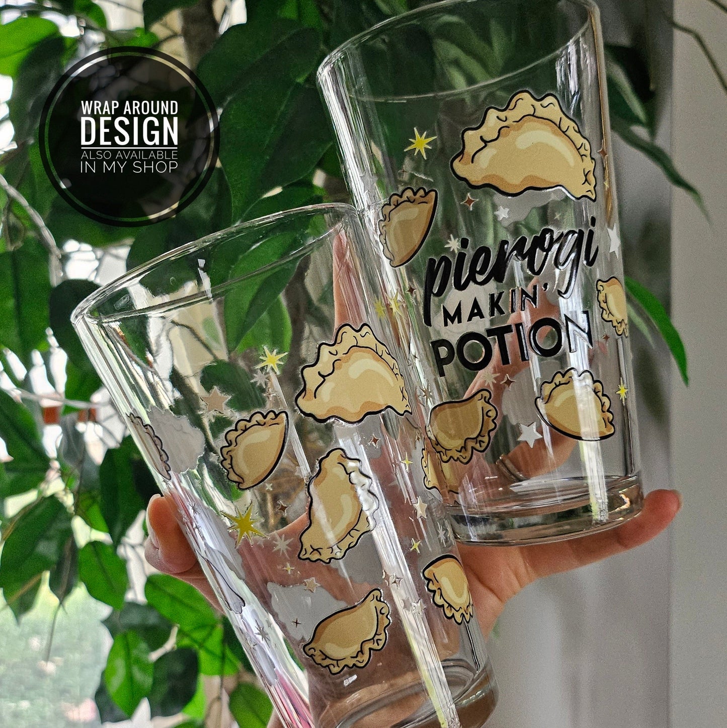 Pierogi Makin’ Potion Wine Glass • Polish Stemless Wine Glass • Pierogi Gift • Cooking Night Glassware • 12 oz or 17 oz