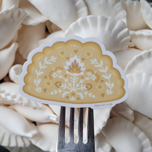 Pretty Pierogi Sticker Polish Folk Art Design Waterproof and Dyngus Day Ready Food Art Scandinavian Sticker