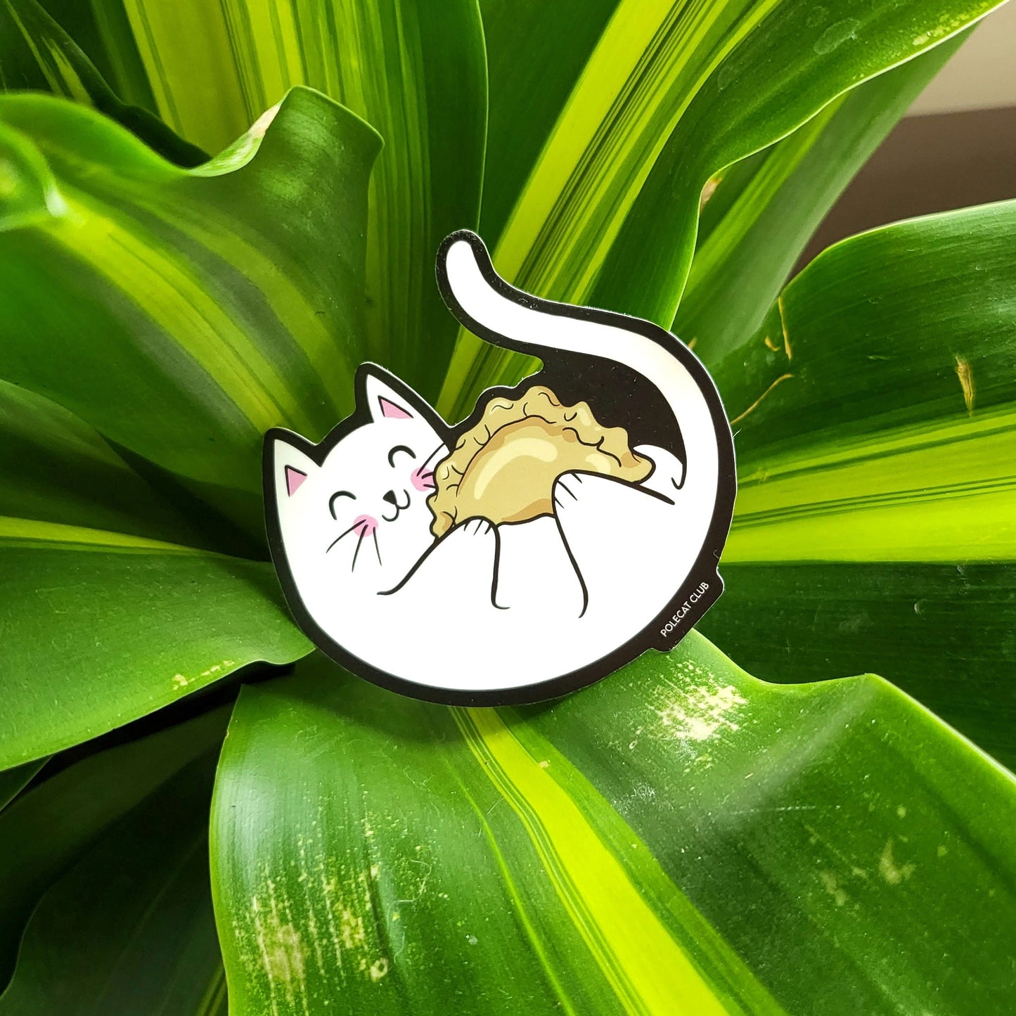 Cat Pierogi Sticker • Polish Folk Art Waterproof Decal • Dyngus Day Kitty Vinyl Sticker • Pole Cat Club Logo