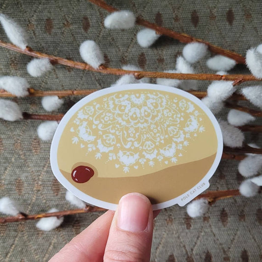 Pretty Paczki Sticker Pączki Donut Polish Folk Art Design Waterproof and Dyngus Day Ready Food Art Scandinavian Sticker Gift