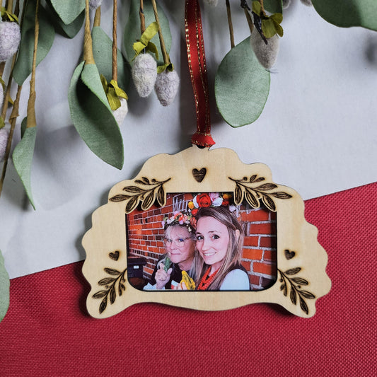 Pierogi Photo Frame Floral Ornament, Folk Art Christmas 2025, Laser Engraved Polish Gift, Custom 2x3 Picture