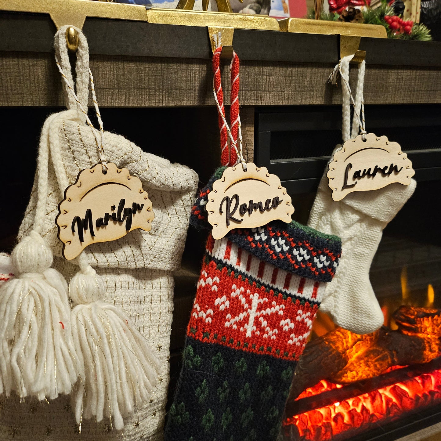 Custom Pierogi Name Tag • Personalized Birch Wood Ornament • Polish Christmas Stocking Name • Laser Engraved Pierogi Gift • Dumpling Gift