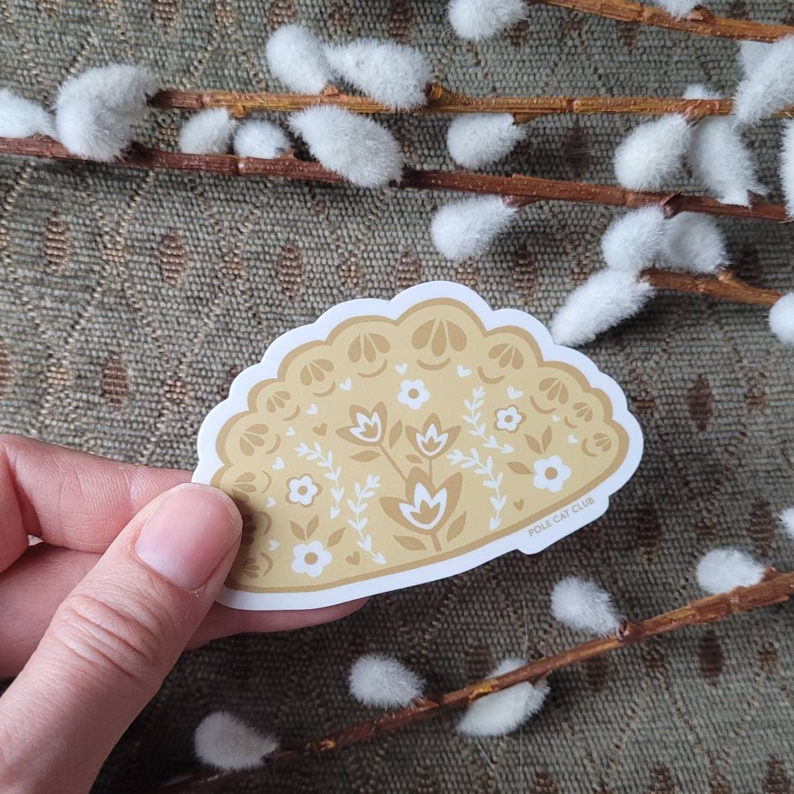 Pretty Pierogi Sticker Polish Folk Art Design Waterproof and Dyngus Day Ready Food Art Scandinavian Sticker