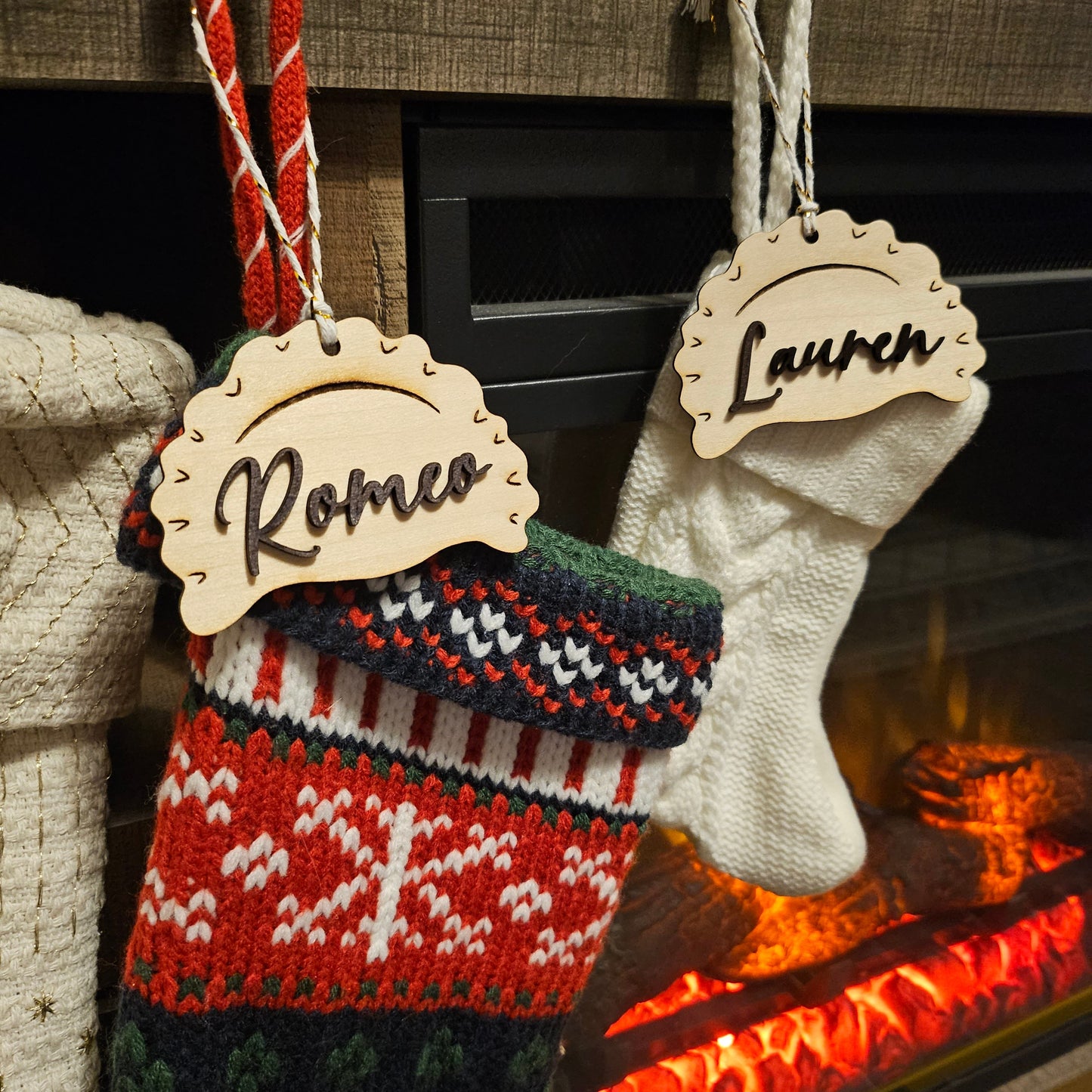 Custom Pierogi Name Tag • Personalized Birch Wood Ornament • Polish Christmas Stocking Name • Laser Engraved Pierogi Gift • Dumpling Gift