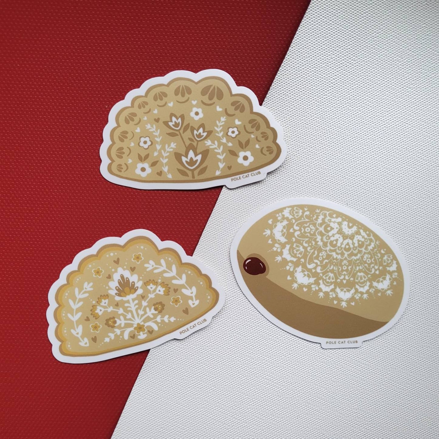 Pretty Pierogi Sticker Polish Folk Art Design Waterproof and Dyngus Day Ready Food Art Scandinavian Sticker
