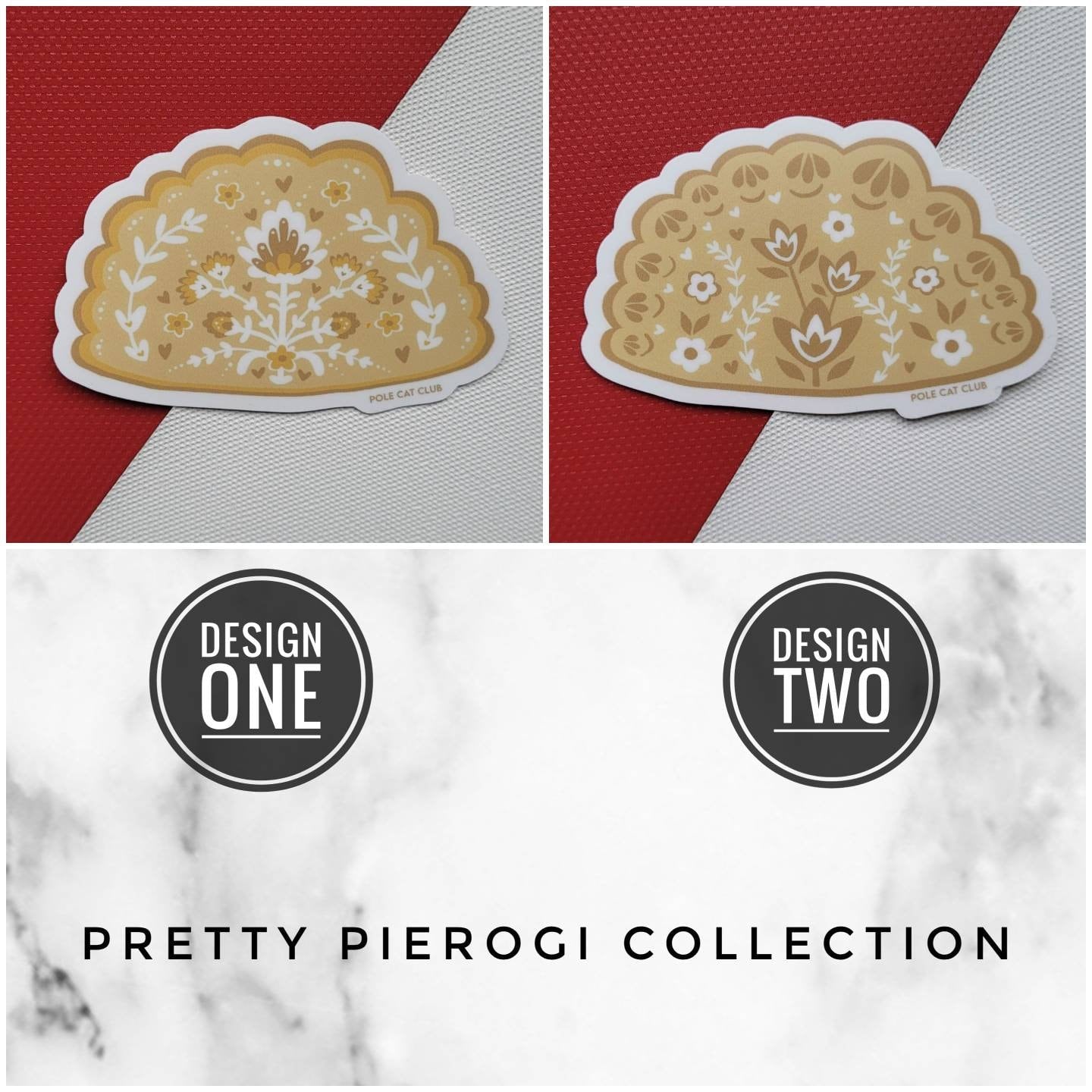 Pretty Pierogi Sticker Polish Folk Art Design Waterproof and Dyngus Day Ready Food Art Scandinavian Sticker