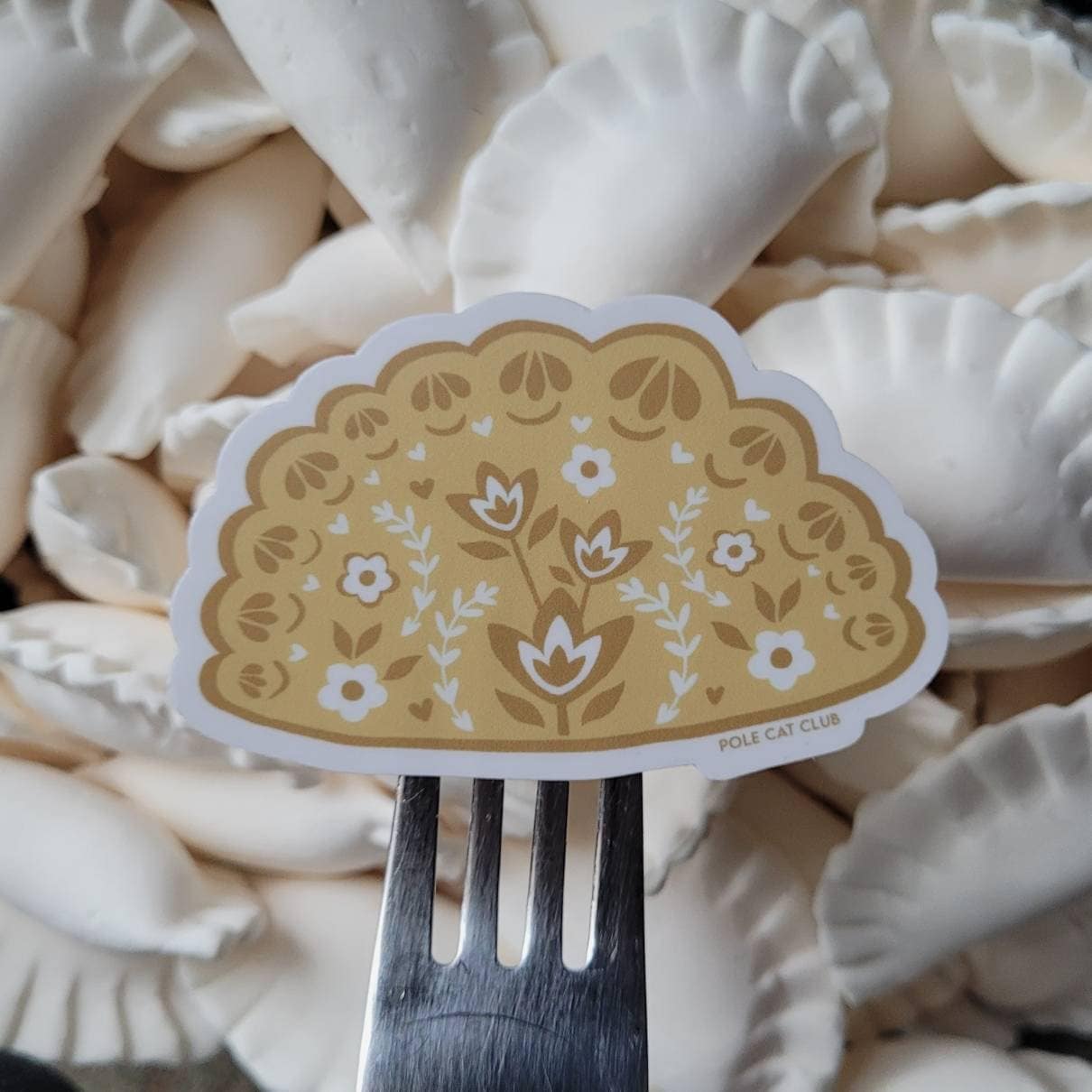 Pretty Pierogi Sticker Polish Folk Art Design Waterproof and Dyngus Day Ready Food Art Scandinavian Sticker