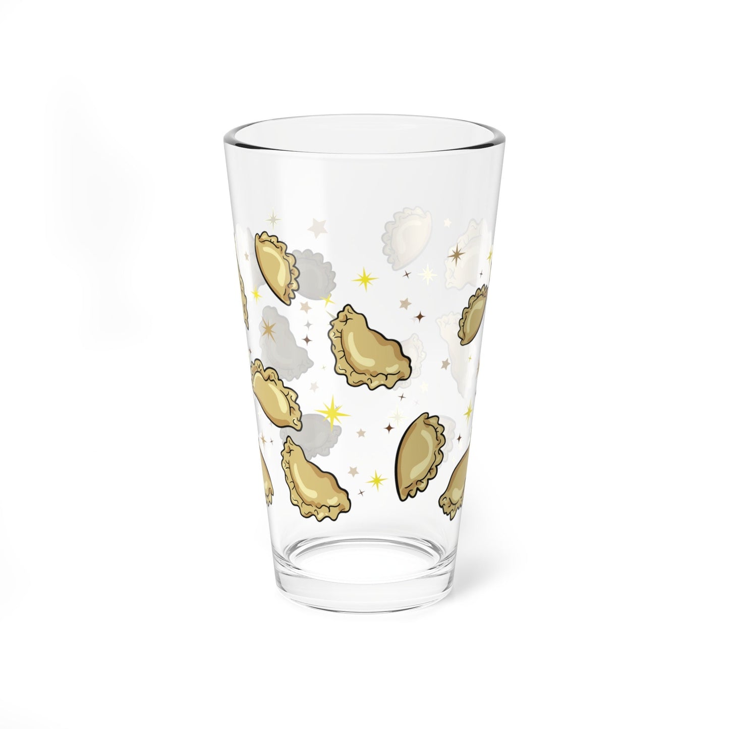Pierogi & Stars Beer pint glass with Pierogi  Polish Ukrainian Russian Polska Gift Bar Dyngus Day 16oz