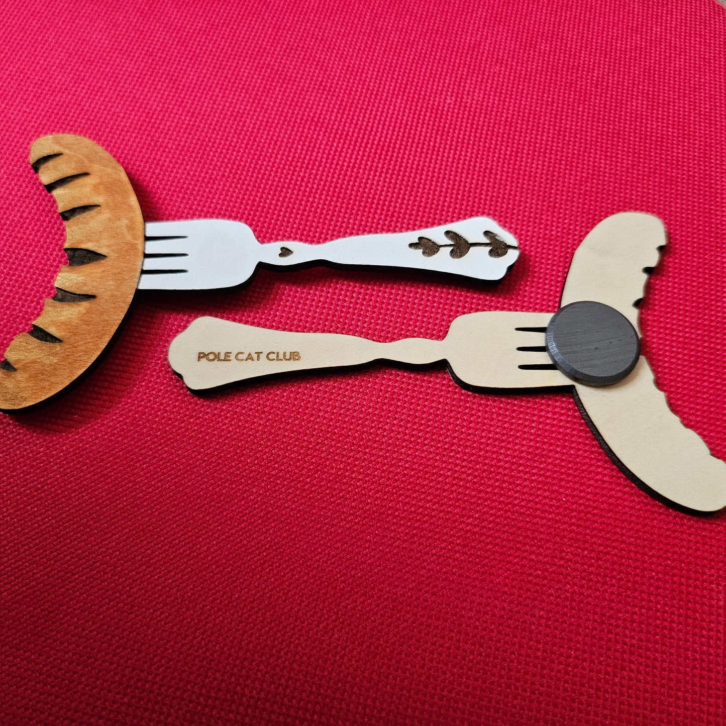 Sausage on Fork Magnet • Laser Engraved Wood Magnet • Polish Folk Art Kitchen Gift • Kielbasa Oktoberfest Magnet