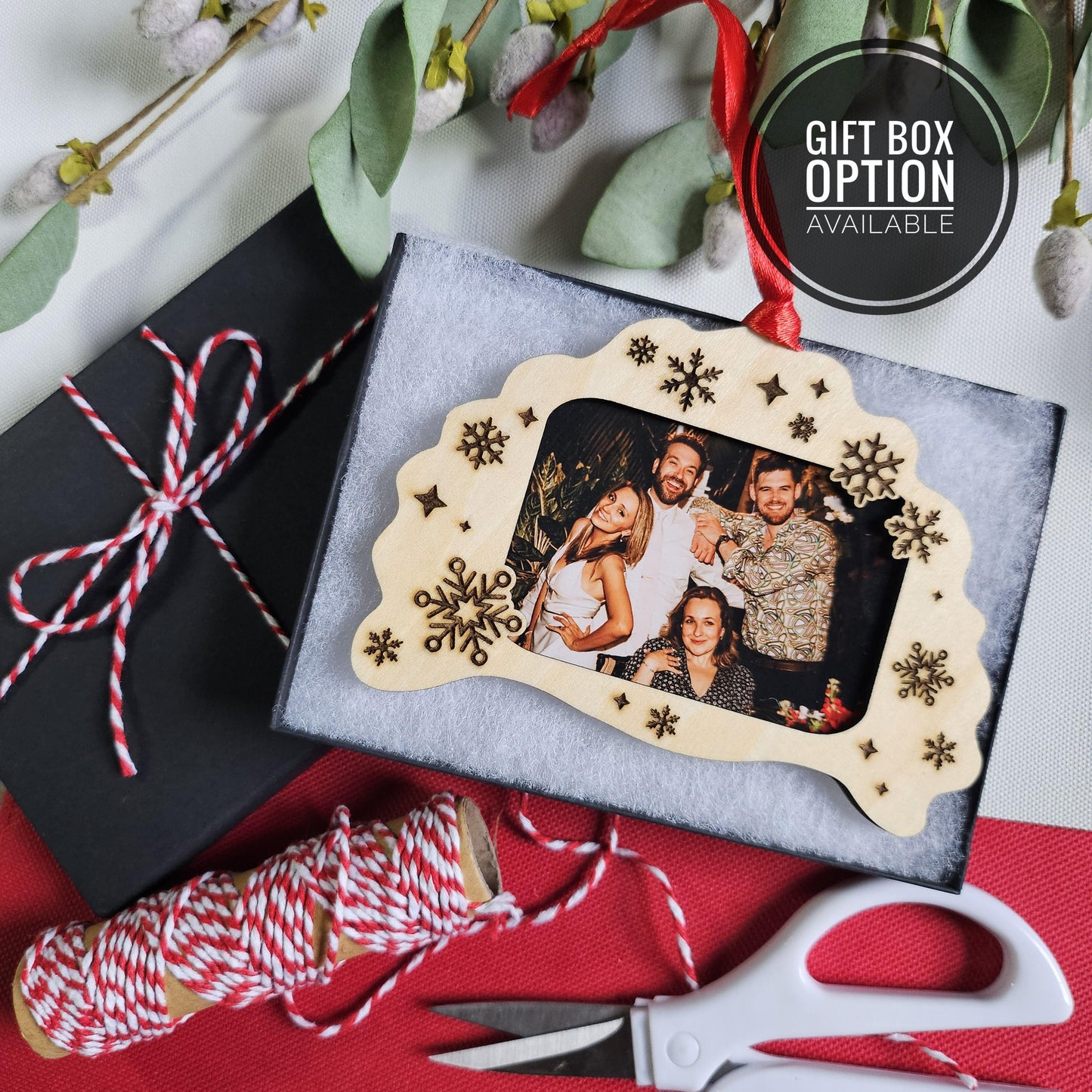 Pierogi Photo Frame Snowflake Ornament, Folk Art Christmas 2025, Laser Engraved Polish Gift, Custom 2x3 Picture, Personalized Dumpling