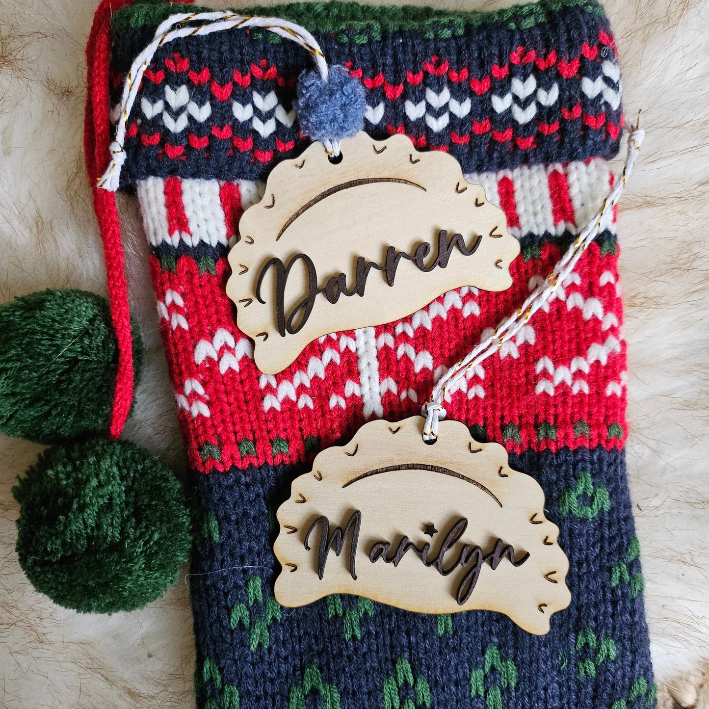 Custom Pierogi Name Tag • Personalized Birch Wood Ornament • Polish Christmas Stocking Name • Laser Engraved Pierogi Gift • Dumpling Gift